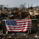 An American flag in the Breezy Point neighborhood in the wake of Hurricane Sandy.
